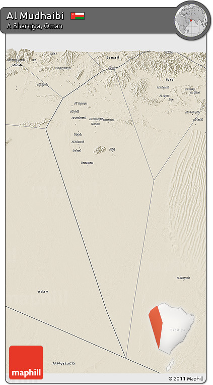 Shaded Relief 3D Map of Al Mudhaibi