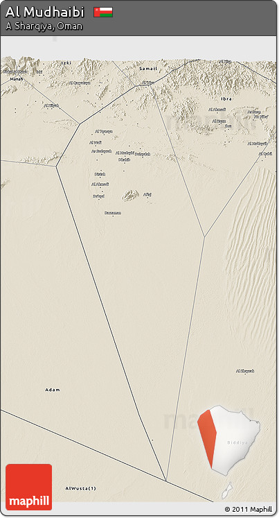 Shaded Relief 3D Map of Al Mudhaibi