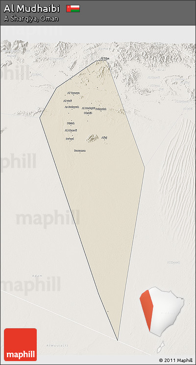 Shaded Relief 3D Map of Al Mudhaibi, lighten