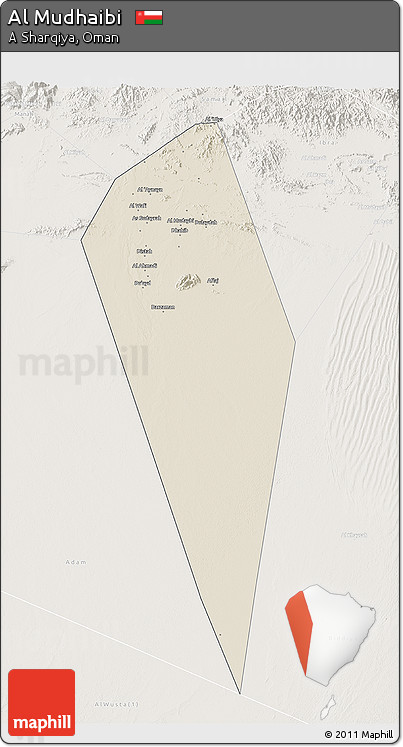 Shaded Relief 3D Map of Al Mudhaibi, lighten