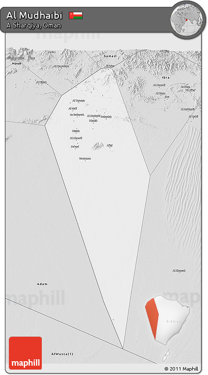 Silver Style 3D Map of Al Mudhaibi