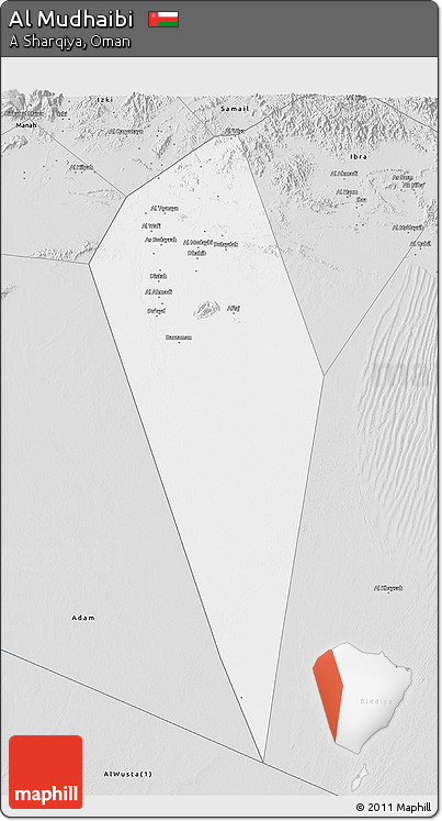 Silver Style 3D Map of Al Mudhaibi