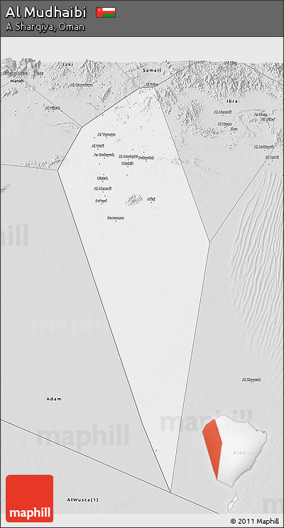 Silver Style 3D Map of Al Mudhaibi