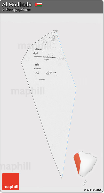 Silver Style 3D Map of Al Mudhaibi, single color outside