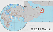 Gray Location Map of Al Mudhaibi, within the entire country