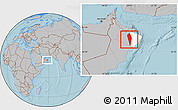 Gray Location Map of Al Mudhaibi, highlighted parent region, hill shading