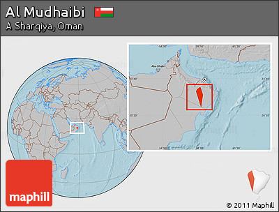 Gray Location Map of Al Mudhaibi, hill shading