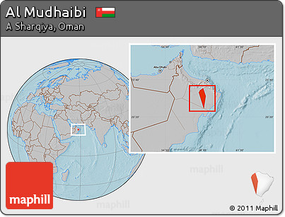 Gray Location Map of Al Mudhaibi, hill shading