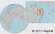 Gray Location Map of Al Mudhaibi, hill shading