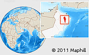 Shaded Relief Location Map of Al Mudhaibi, highlighted country