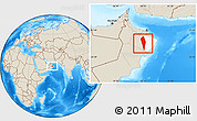 Shaded Relief Location Map of Al Mudhaibi, highlighted parent region