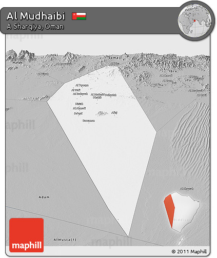Gray Panoramic Map of Al Mudhaibi