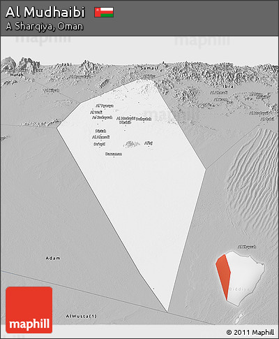 Gray Panoramic Map of Al Mudhaibi