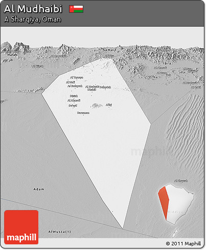 Gray Panoramic Map of Al Mudhaibi