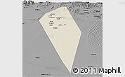 Shaded Relief Panoramic Map of Al Mudhaibi, darken, desaturated