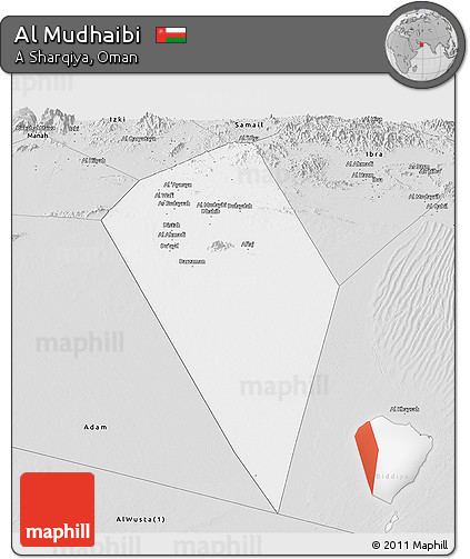 Silver Style Panoramic Map of Al Mudhaibi