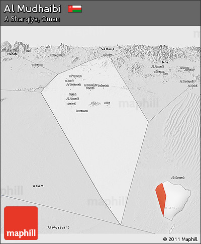 Silver Style Panoramic Map of Al Mudhaibi