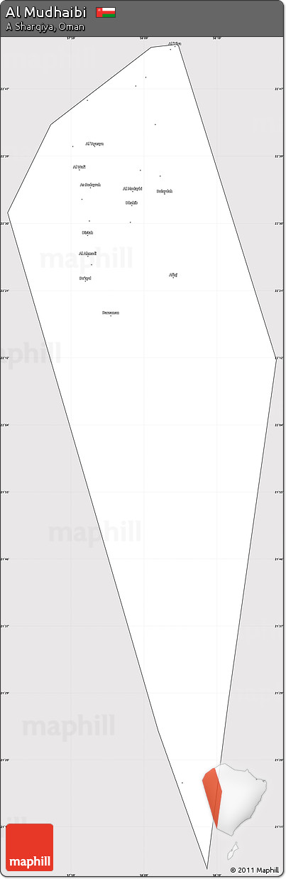 Silver Style Simple Map of Al Mudhaibi, cropped outside