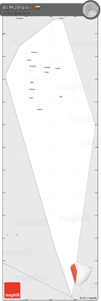 Silver Style Simple Map of Al Mudhaibi