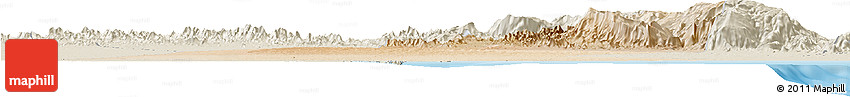 Satellite Horizon Map of Biddiya, shaded relief outside