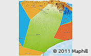Physical Panoramic Map of Biddiya, political outside