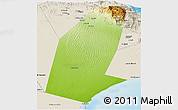 Physical Panoramic Map of Biddiya, shaded relief outside