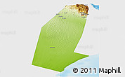 Physical Panoramic Map of Biddiya, single color outside