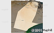 Satellite Panoramic Map of Biddiya, darken