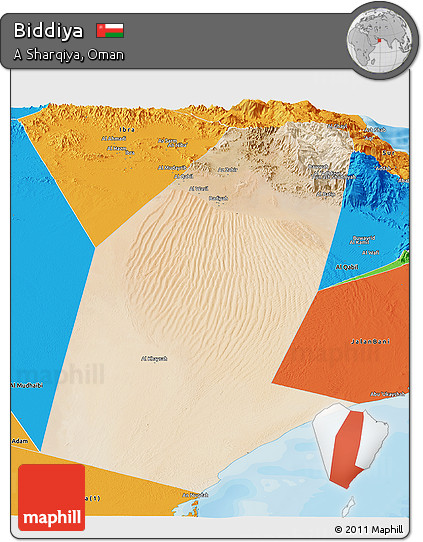Satellite Panoramic Map of Biddiya, political outside