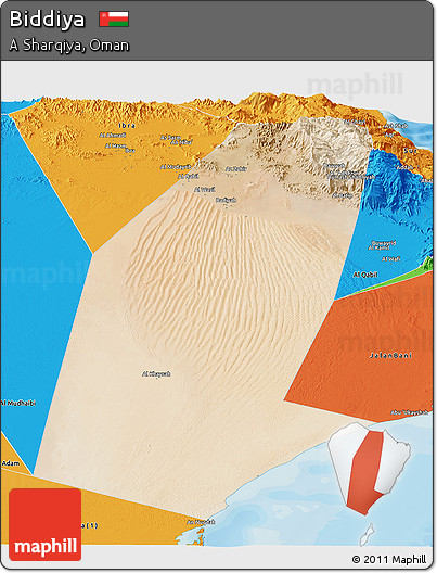 Satellite Panoramic Map of Biddiya, political outside