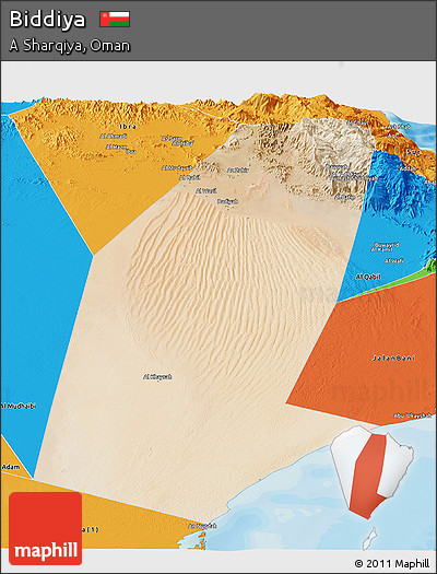 Satellite Panoramic Map of Biddiya, political outside