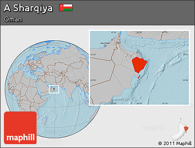 Gray Location Map of a Sharqiya, hill shading