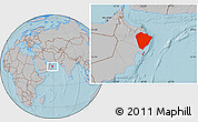 Gray Location Map of A Sharqiya, hill shading