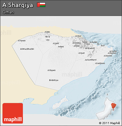Classic Style Panoramic Map of a Sharqiya, single color outside