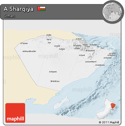 Classic Style Panoramic Map of a Sharqiya, single color outside