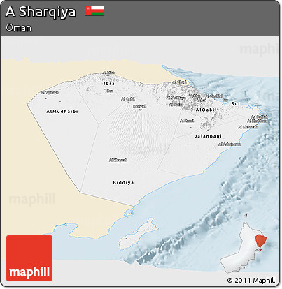 Classic Style Panoramic Map of a Sharqiya, single color outside