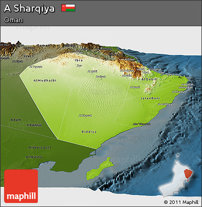 Physical Panoramic Map of a Sharqiya, darken