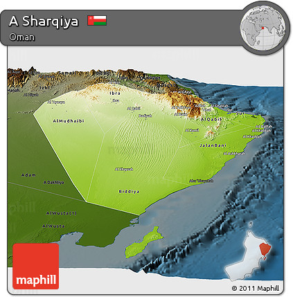 Physical Panoramic Map of a Sharqiya, darken