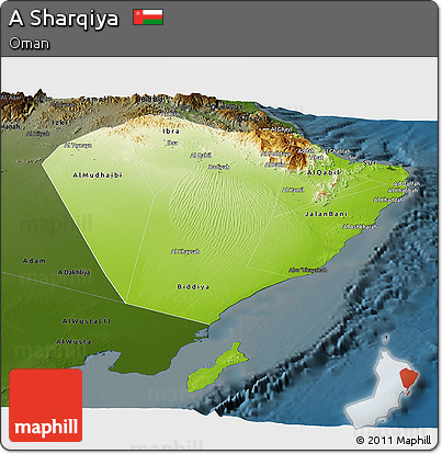 Physical Panoramic Map of a Sharqiya, darken