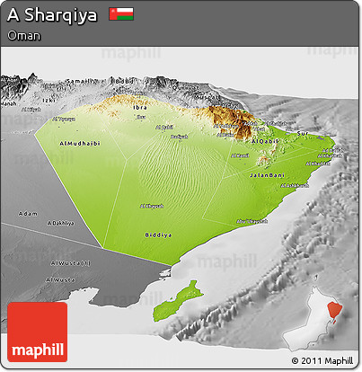 Physical Panoramic Map of a Sharqiya, desaturated