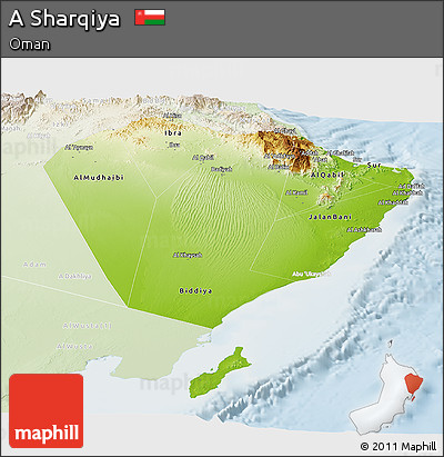Physical Panoramic Map of a Sharqiya, lighten