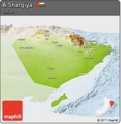 Physical Panoramic Map of a Sharqiya, lighten
