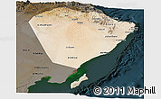 Satellite Panoramic Map of A Sharqiya, darken