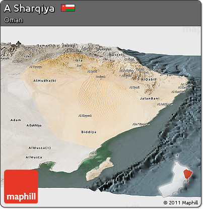 Satellite Panoramic Map of a Sharqiya, semi-desaturated