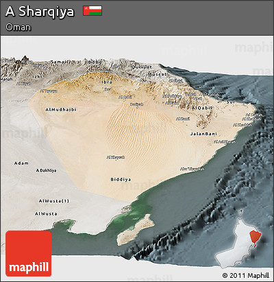 Satellite Panoramic Map of a Sharqiya, semi-desaturated