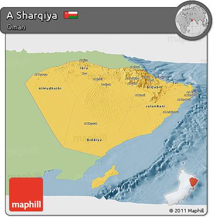 Savanna Style Panoramic Map of a Sharqiya, single color outside