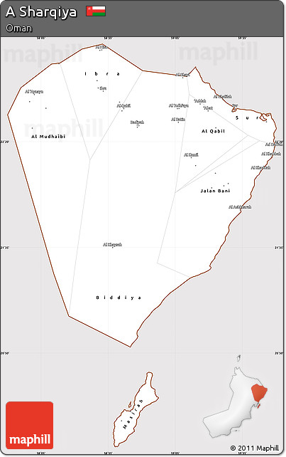 Classic Style Simple Map of a Sharqiya, cropped outside
