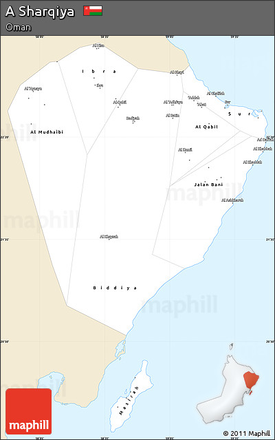 Classic Style Simple Map of a Sharqiya, single color outside