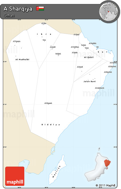 Classic Style Simple Map of a Sharqiya, single color outside