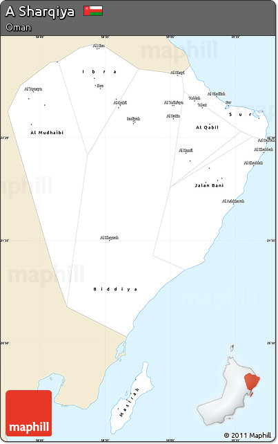 Classic Style Simple Map of a Sharqiya, single color outside
